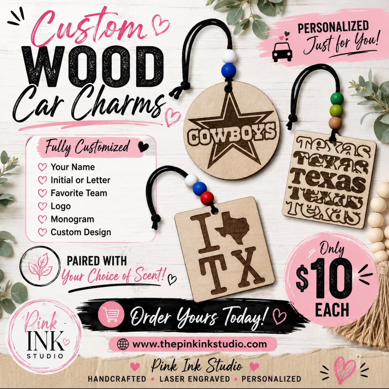 Wood Car Charm