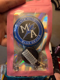 MA blue pitchfork -badge reel & topper