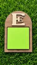 Personalized Wooden Sticky Note Holder: Laser-Cut Wooden Logo- Double E Edcouch Elsa