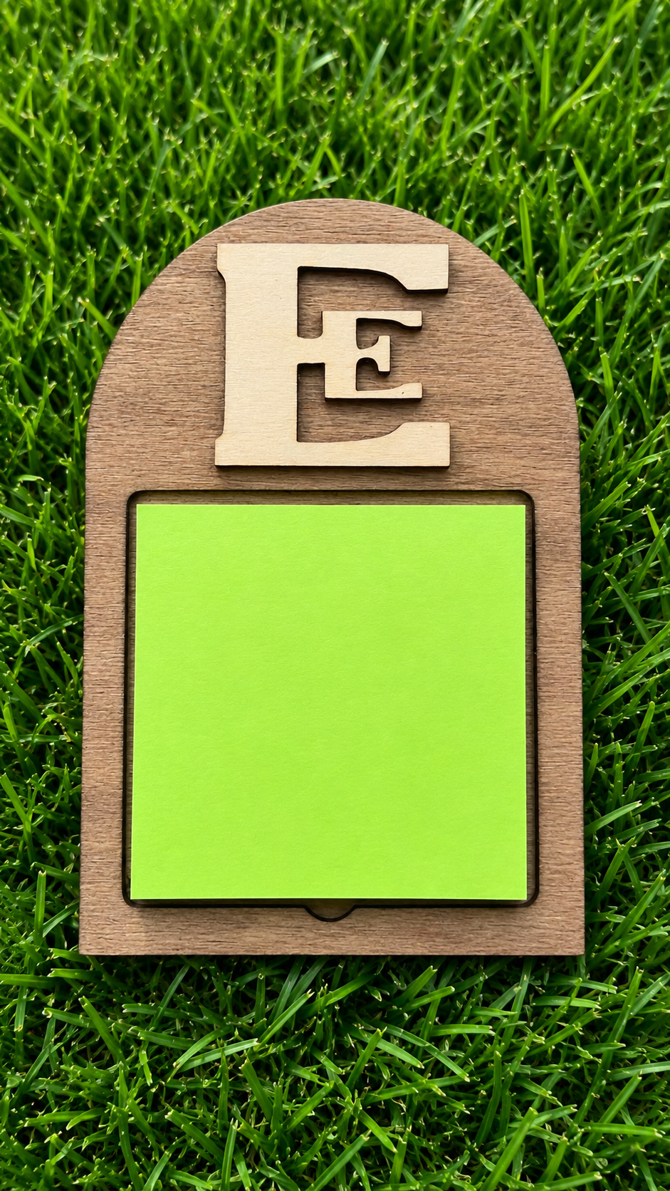 Personalized Wooden Sticky Note Holder: Laser-Cut Wooden Logo- Double E Edcouch Elsa